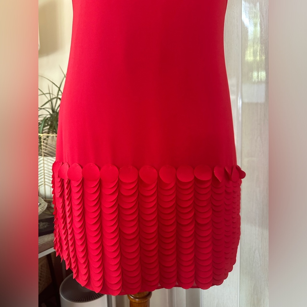 TED BAKER Women’s Red Cap Sleeve Circle Applique Hem Glana Mini Dress Size 1 - Picture 5 of 9